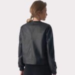 Chic Studded Black Leather Jacket for Women - Image 2