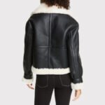 Chic Women's Black Faux Leather Shearling Jacket - Image 2