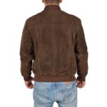 Chocolate Brown Suede Bomber Jacket Men's - Image 2