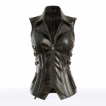 Claire Women’s Black Sheepskin Leather Vest