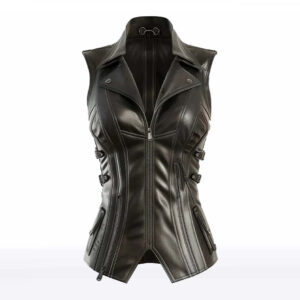 Claire Women?s Black Sheepskin Leather Vest