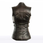 Claire Women’s Black Sheepskin Leather Vest - Image 2
