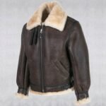 Classic B-3 Sheepskin Leather Bomber Jacket - Image 3