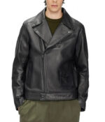 Men’s Classic Carve Black Leather Motorcycle Jacket - Image 2