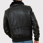 Classic Black Cowhide Leather Bomber Jacket - Image 2