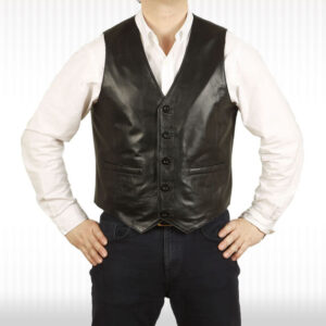 Stylish Noir Leather Waistcoat