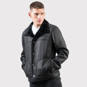 Classic Real Sheepskin Black Jacket for Men