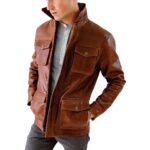 Classic Brown Leather Field Jacket - Image 2