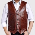 Classic Brown Men's Leather Riding Vest