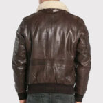 Classic Brown Sheepskin Leather Aviator Bomber Jacket - Image 2