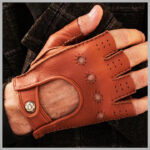 Classic Men’s Brown Sheepskin Genuine Leather Driving Gloves - Image 2