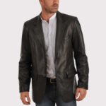 Classic Casual Leather Blazer Coat for Men - Image 2