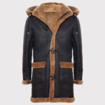 Classic Men's Genuine Shearling Sheepskin Duffle Coat