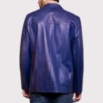 Classic Blue Leather Jacket Blazer for Men - Image 2