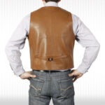 Iconic Tan Leather Waistcoat - Image 2