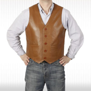 Iconic Tan Leather Waistcoat