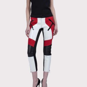 Stylish Women's Color Block Leather Capri Pant