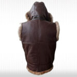 Custom Shearling Hooded Vest - Men's Sheepskin Leather Vest - Image 2