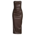 Dark Brown Minimal Tube Leather Dress - Fall Edition - Image 4