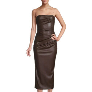 Dark Brown Minimal Tube Leather Dress - Fall Edition