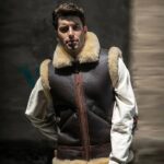Dark Brown Shearling Leather Vest for Men - Image 2