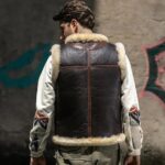 Dark Brown Shearling Leather Vest for Men - Image 3