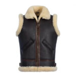 Dark Brown Shearling Leather Vest for Men - Image 4