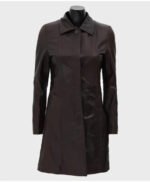Dark Brown Women’s Fur Hooded Leather Coat - Image 2