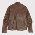 Distressed Brown Aviation Leather Jacket - Image 3