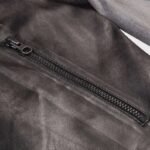 Distressed Varsity Style Leather Baseball Jacket - Image 4