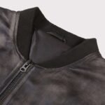 Distressed Varsity Style Leather Baseball Jacket - Image 5