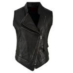 Women’s Double-Breasted Punk Motorcycle Leather Waistcoat