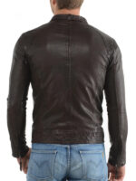 Elegant Dark Brown Leather Jacket for Men - Image 2