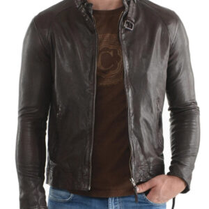 Elegant Dark Brown Leather Jacket for Men