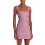Fall Edition Pink Mini Leather Dress for Women