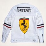 Ferrari White Racing Leather Jacket – Real Cowhide Champion Edition - Image 2