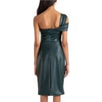 Forest Green Women's Leather Cocktail Dress - Image 2