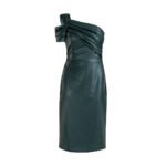 Forest Green Women's Leather Cocktail Dress - Image 3