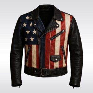 Freedom Rider Vintage American Flag Leather Jacket - USA Biker Style