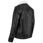 Leather Sherpa Jacket - Fur Leather Jacket - Image 2