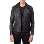 Men's Genuine Black Real Leather Biker Jacket - Image 3