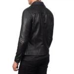 Men's Genuine Black Real Leather Biker Jacket - Image 2