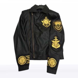Golden Black Lion Embroidered Brando Leather Motorcycle Jacket