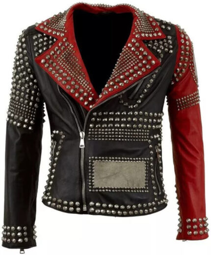 Women’s Elegant Gothic Studded Leather Biker Jacket