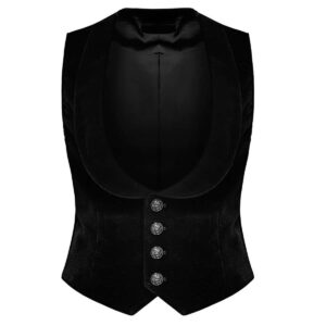 Men?s Gothic Velvet Steampunk Black Waistcoat VTG
