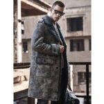 Elegant Gray B3 Shearling Jacket Long Sheepskin Coat - Image 2