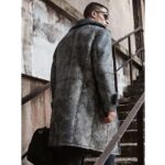 Elegant Gray B3 Shearling Jacket Long Sheepskin Coat - Image 3