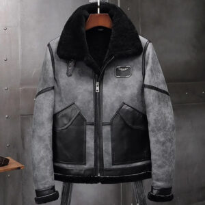 Modern Gray B3 Shearling Jacket Sheepskin Coat