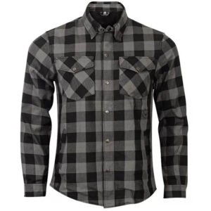 Men's Gray Kevlar? Lined CE Armored Motorcycle Flannel Shirt