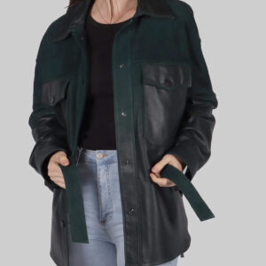 Women's Green Suede Leather Jacket